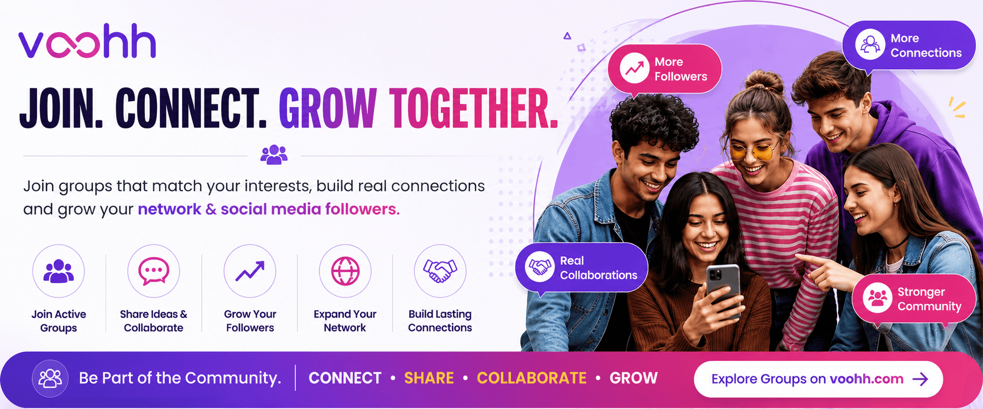 Join, connect, and grow together with Voohh groups